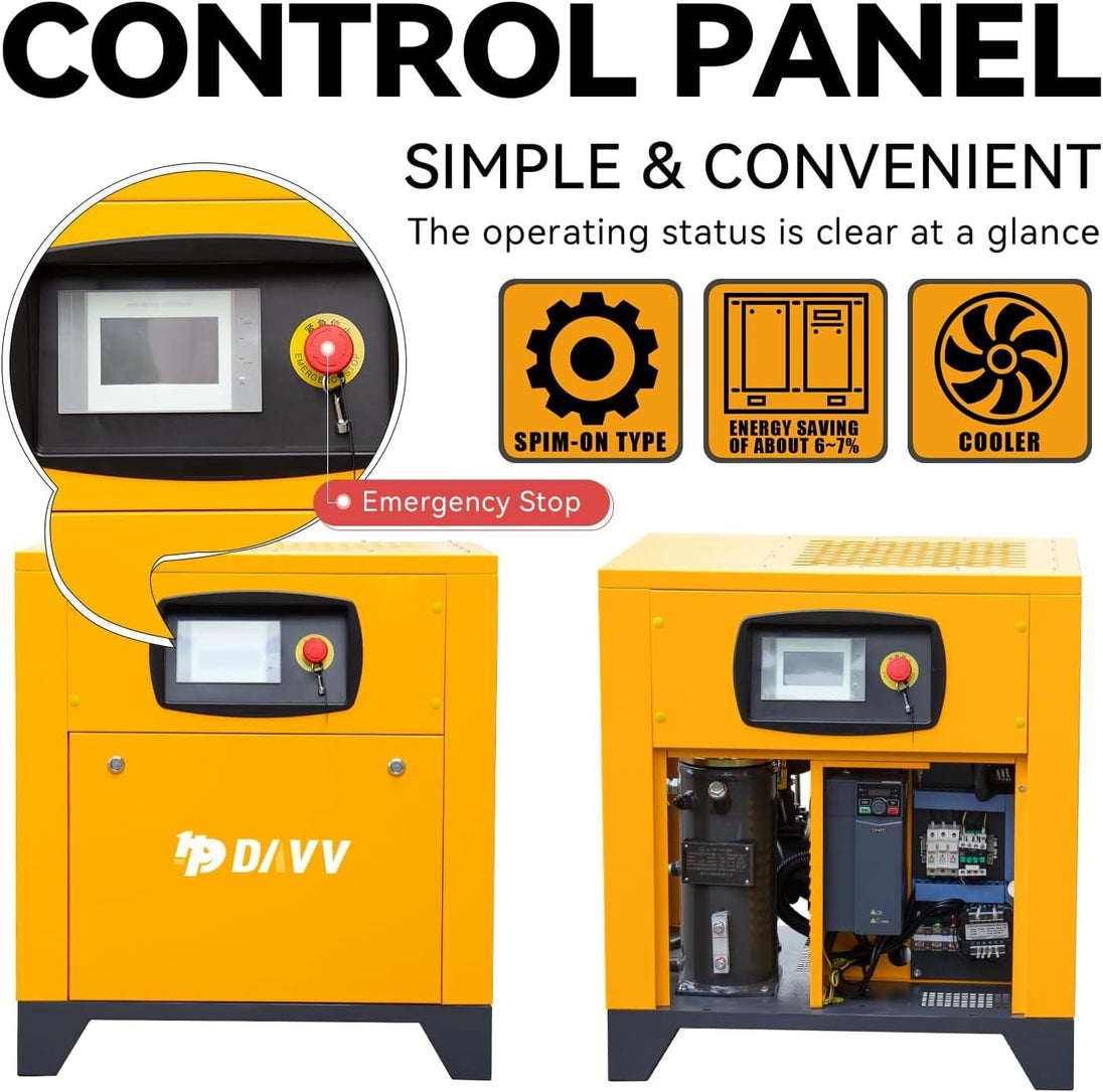 HPDMC Air Compressor PM VSD Rotary Screw Air Compressor 10HP/7.5KW 39CFM@115PSI 230V