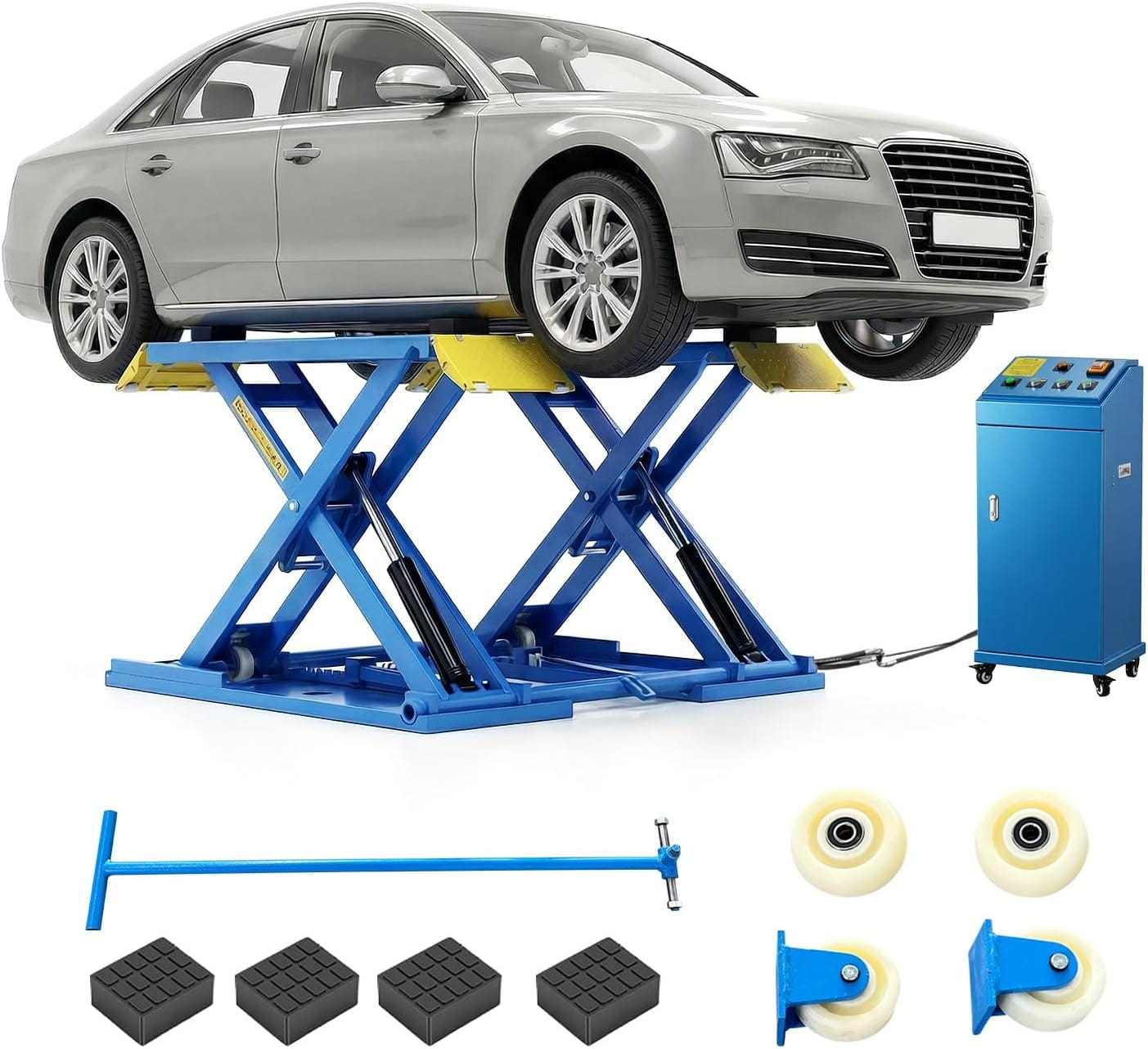 HPDMC Car Lift 8000 LBS Portable Car Lift with Electric Unlock, 40" Max Lift Height Heavy-Duty Hydraulic Vehicle Lift, Rolling Garage Auto Lift for SUVs, Trucks & Light Duty Vehicles, 110V