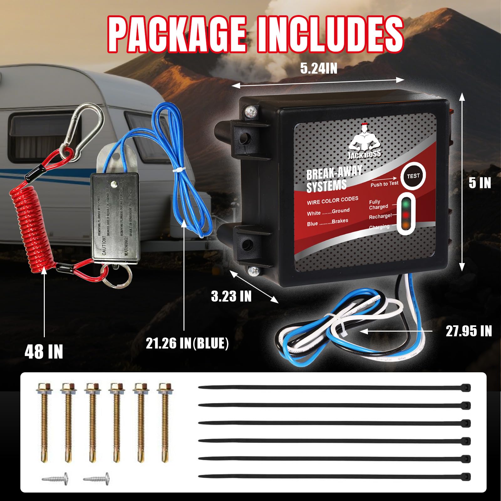 Trailer Breakaway Kit, Universal for Brakes of Trailer Vehicle Automotive