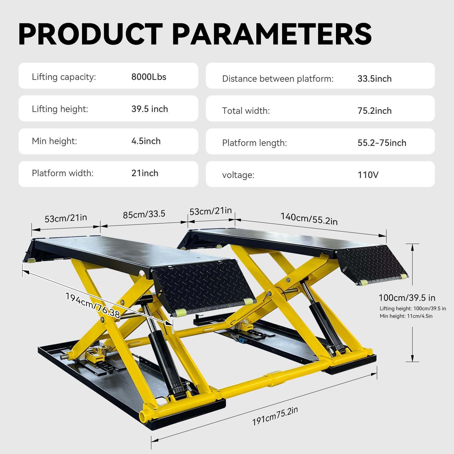 3.5 Ton(8,000 LBS) Scissor Lift (USA IN STOCK)