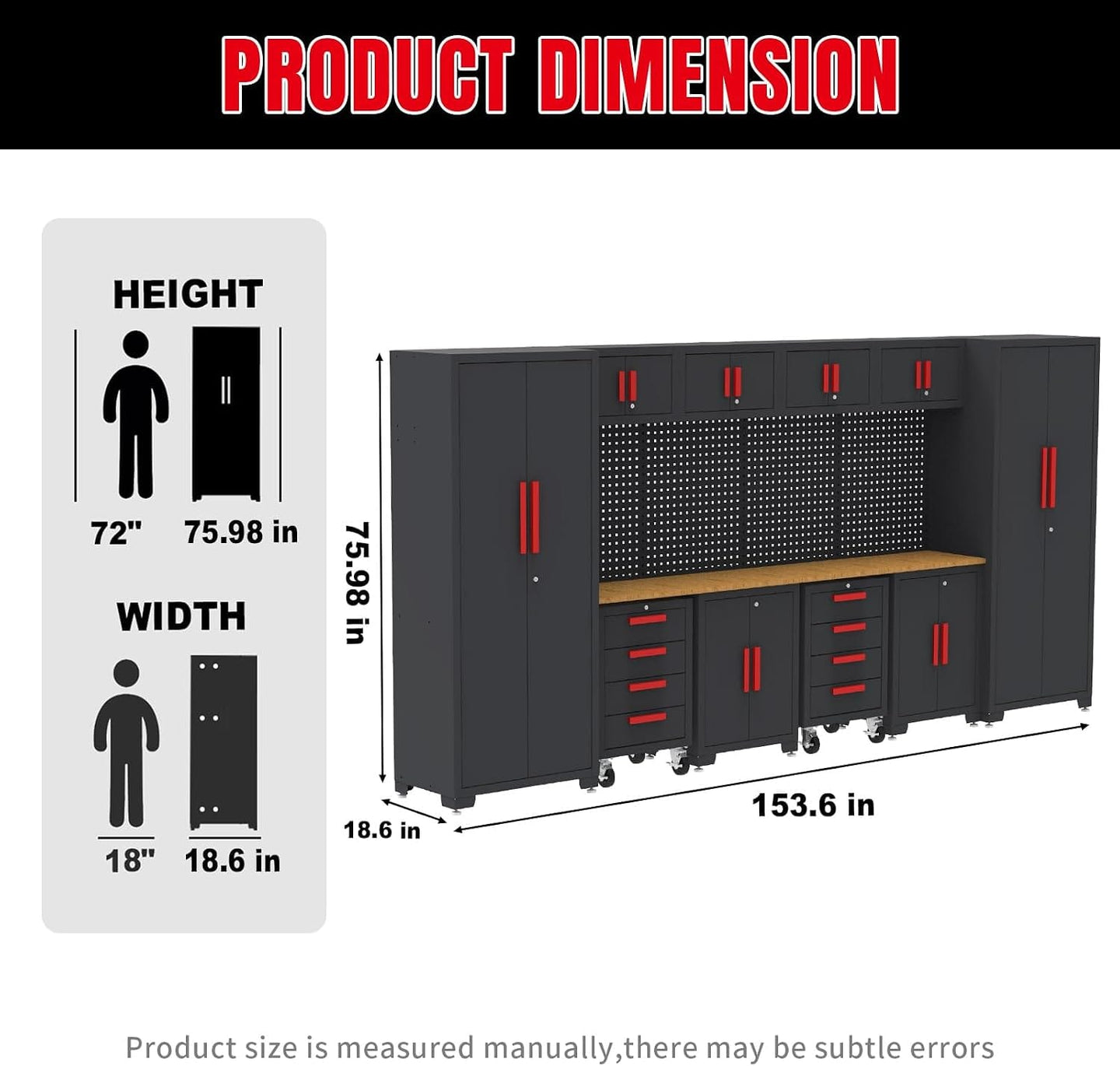TCE Cabinet Set TCE Garage Storage Cabinets System, 12Pcs Workshop Cabinet Set in Black