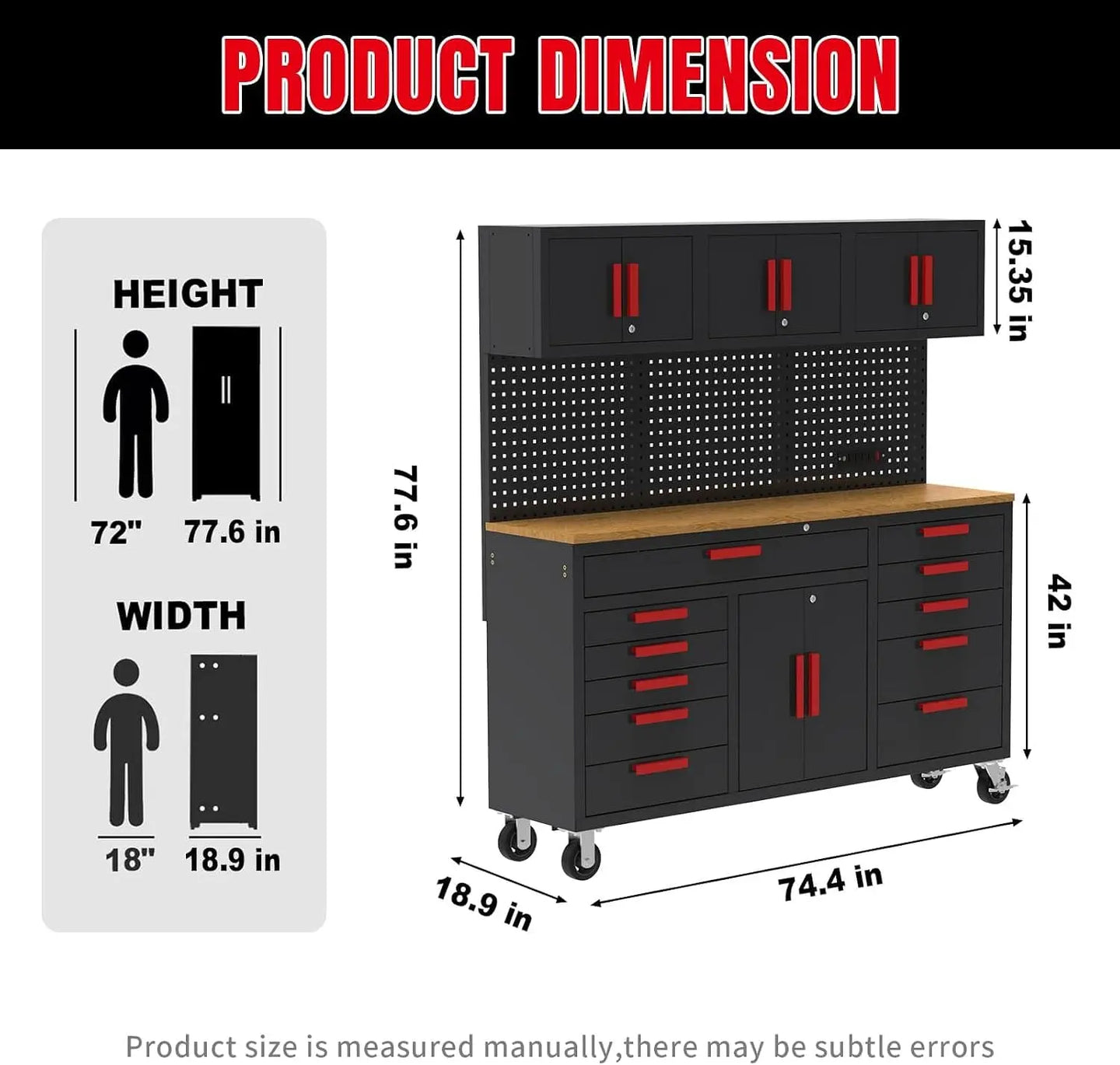 TCE Cabinet Set TCE Heavy-Duty Rolling Tool Chest Cabinet Mobile Tool Cabinet on Wheels