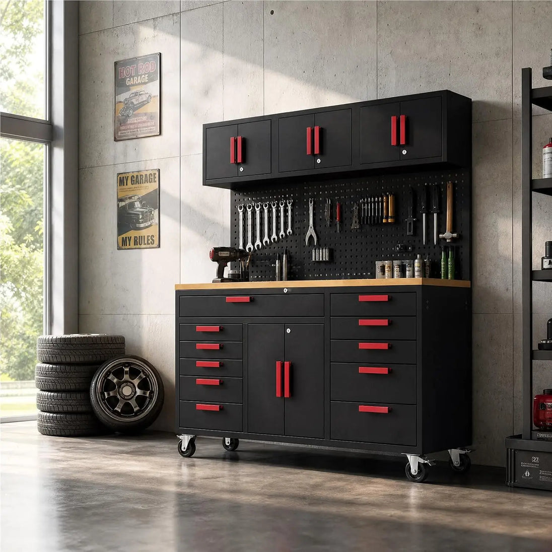 TCE Cabinet Set TCE Heavy-Duty Rolling Tool Chest Cabinet Mobile Tool Cabinet on Wheels