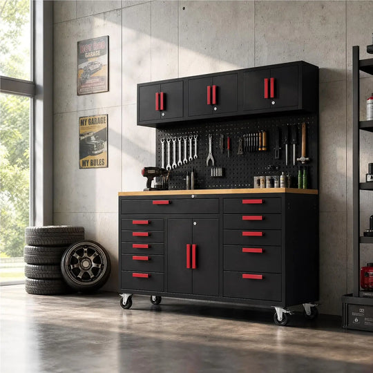 TCE Cabinet Set TCE Heavy-Duty Rolling Tool Chest Cabinet Mobile Tool Cabinet on Wheels
