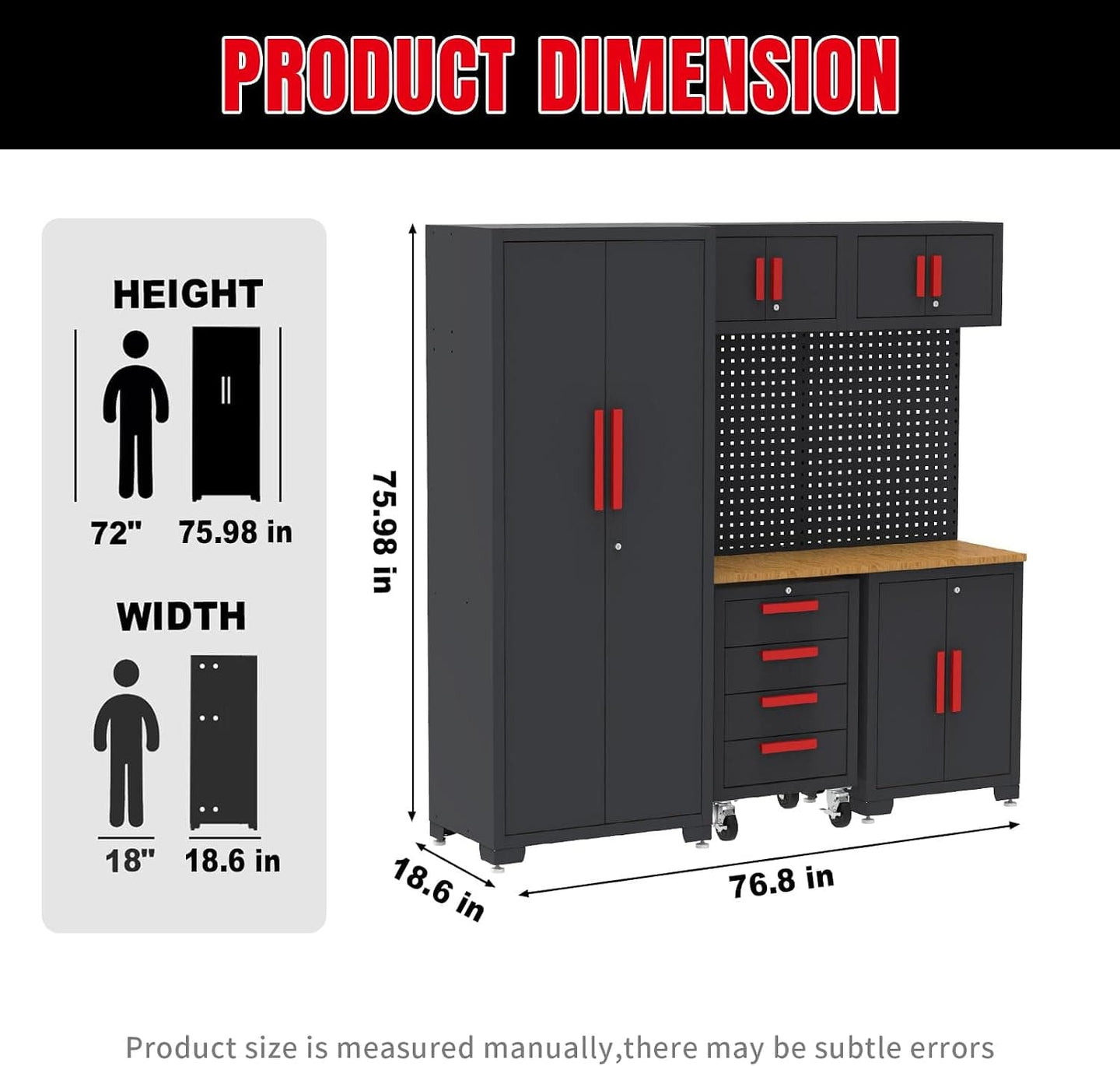 TCE Cabinet Set TCE Garage Storage Cabinets System, 6-Pcs Workshop Cabinet Set in Black