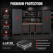 TCE Cabinet Set TCE Garage Storage Cabinets System, 8-Pcs Workshop Cabinet Set in Black, Included Steel Cabinets Drawers Rolling Chest and Pegboard,Locked Garage Storage Cabinet, 2-Year Warranty