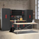 TCE Cabinet Set TCE Garage Storage Cabinets System, 16-Pcs Workshop Cabinet Set in Black, Included Steel Cabinets Drawers Rolling Chest and Pegboard,Locked Garage Storage Cabinet, 2-Year Warranty