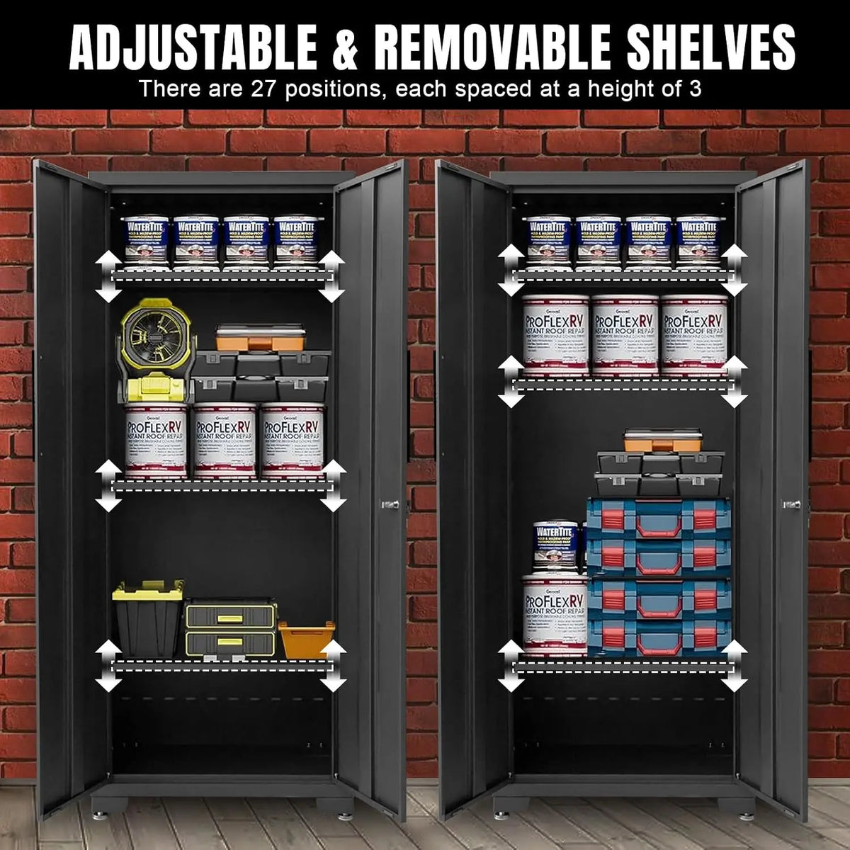 TCE Cabinet Set TCE Garage Cabinet Set: 12 Piece Storage System with Lockable Cabinets, Shelves and Wood Worktops, 2-Year Warranty