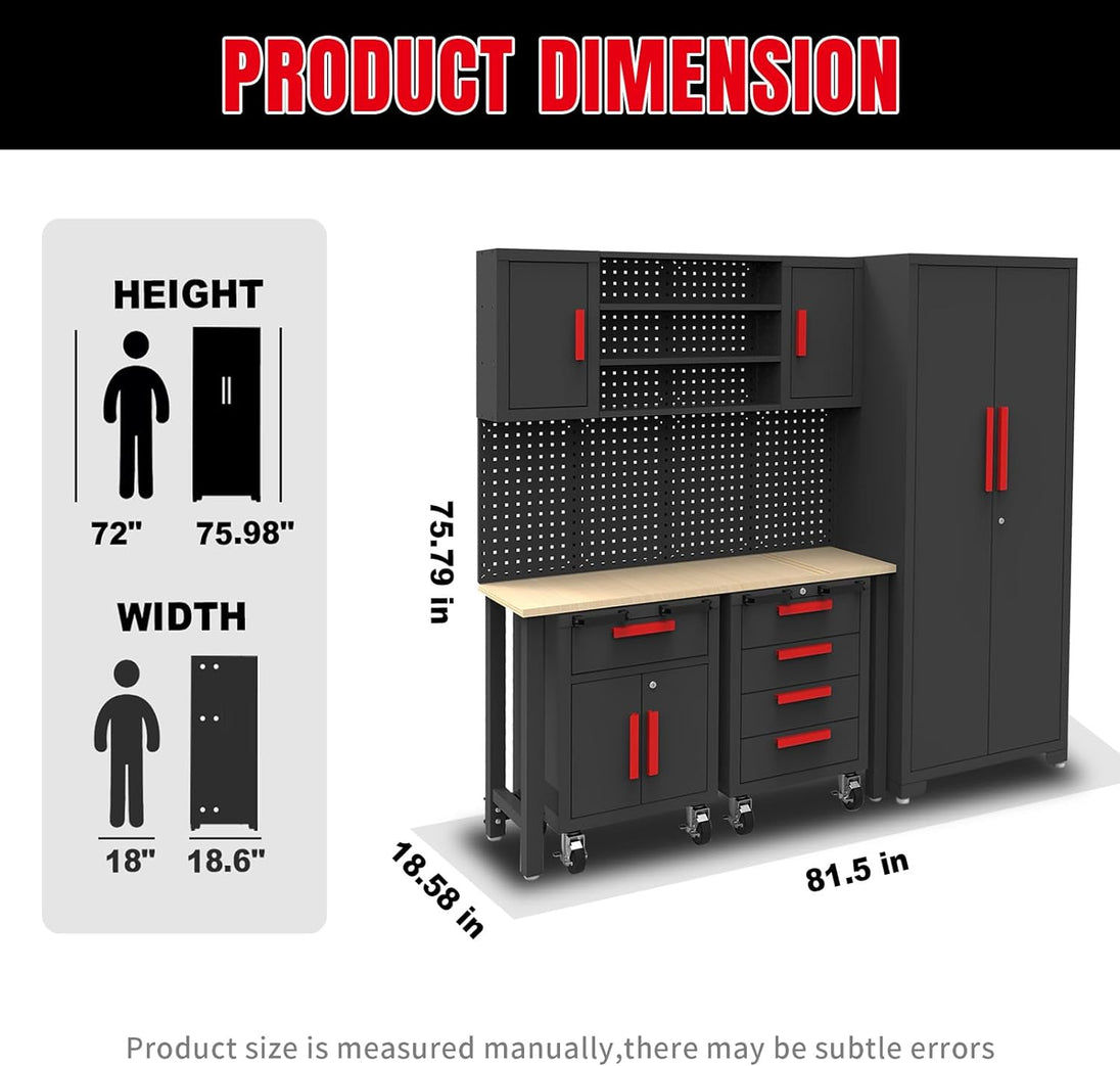TCE Cabinet Set TCE Garage Storage Cabinets System, 6-Pcs Workshop Cabinet Set in Black