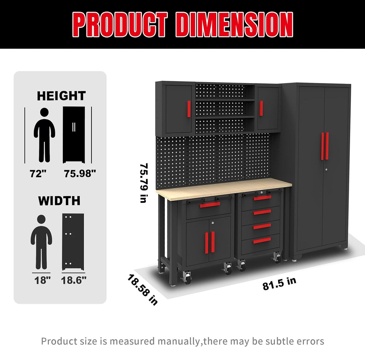 TCE Cabinet Set TCE Garage Storage Cabinets System, 6-Pcs Workshop Cabinet Set in Black