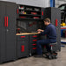TCE Cabinet Set TCE Garage Storage Cabinets, Locked 8-Pcs Workshop Cabinet Set Included Adjustable Steel Cabinets, Drawers, Rolling Chest and Pegboard, for Home, Office, Warehouse Organisation