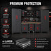 TCE Cabinet Set TCE Garage Storage Cabinets, Locked 8-Pcs Workshop Cabinet Set Included Adjustable Steel Cabinets, Drawers, Rolling Chest and Pegboard, for Home, Office, Warehouse Organisation