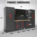 TCE Cabinet Set TCE Garage Storage Cabinets, Locked 8-Pcs Workshop Cabinet Set Included Adjustable Steel Cabinets, Drawers, Rolling Chest and Pegboard, for Home, Office, Warehouse Organisation