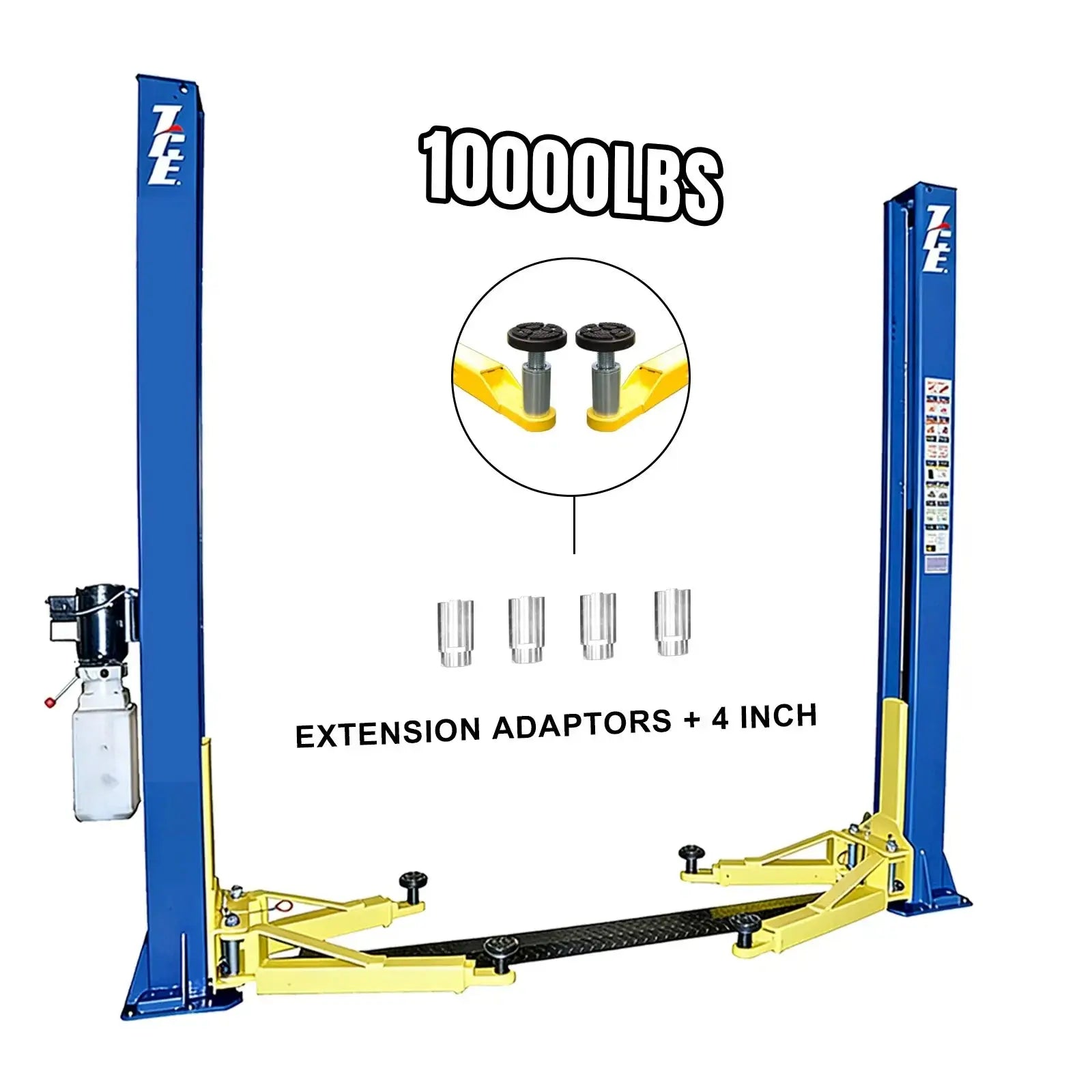 TCE Car Lift TCE Car Lift 2 Post 220V 10000LB Capacity Foot Plate, Auto Truck Hoist Equipment with adapters, 3 Year Warranty, TRJR-245LC