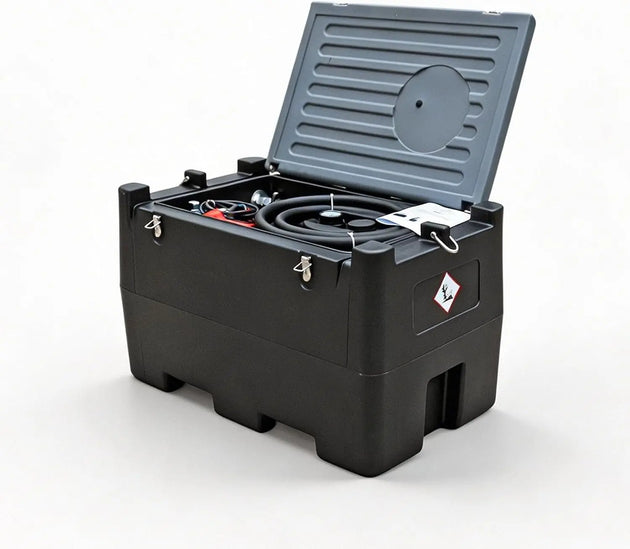 TCE Disesl Transfer Tank TCE 48 Gallon Capacity Portable Fuel Transfer Tank, Disesl Fuel Tank with 10.6 Gpm Flow Rate and 12V Transfer Tank Pump, 13.1ft Hose, for Easy Fuel Transportation Black and Grey