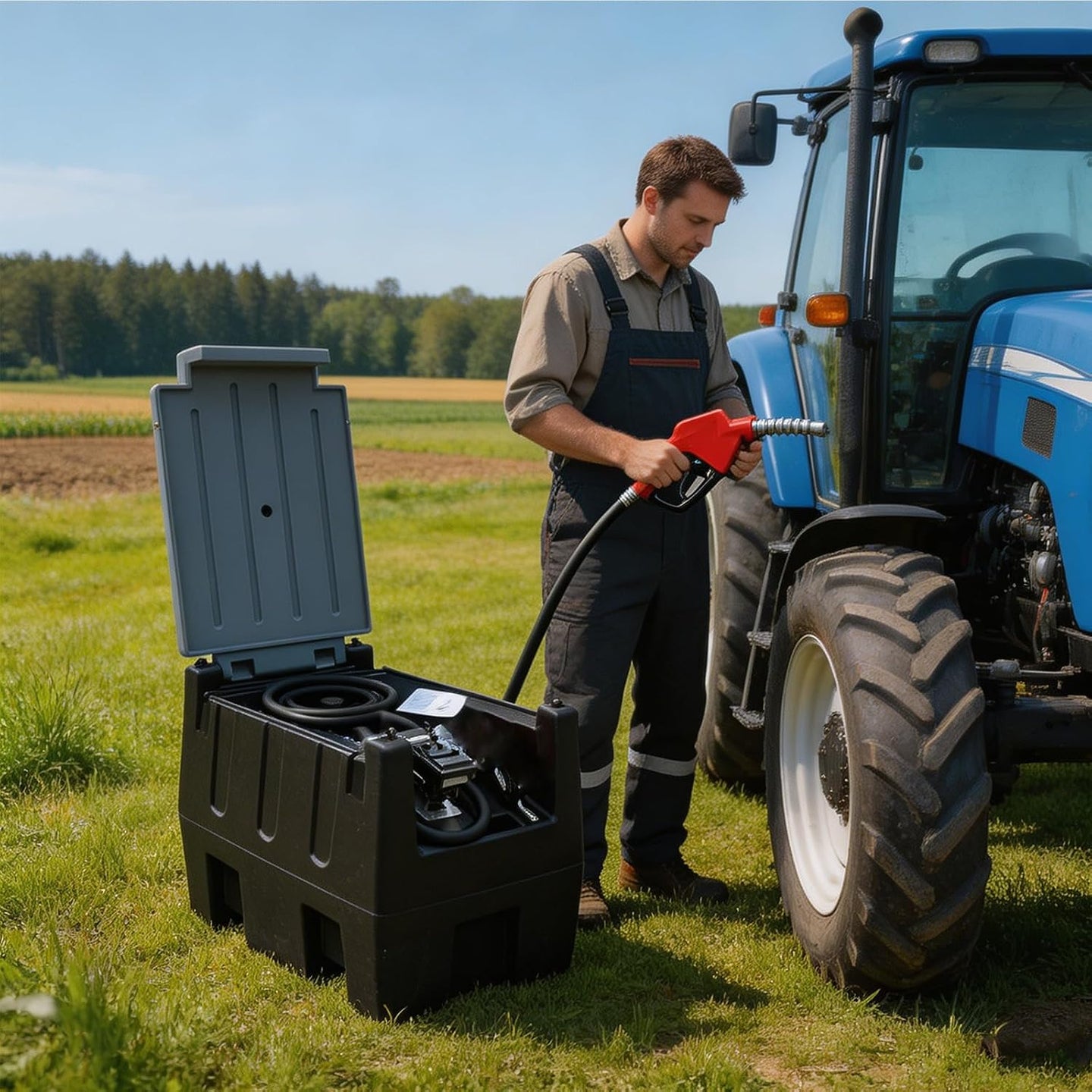 TCE Disesl Transfer Tank TCE 58 Gallon Capacity Portable Disesl Transfer Tank, Disesl Can with 10.6 Gpm Flow Rate and 12V Transfer Tank Pump, 13.1ft Hose, for Easy Disesl Transportation Black and Grey