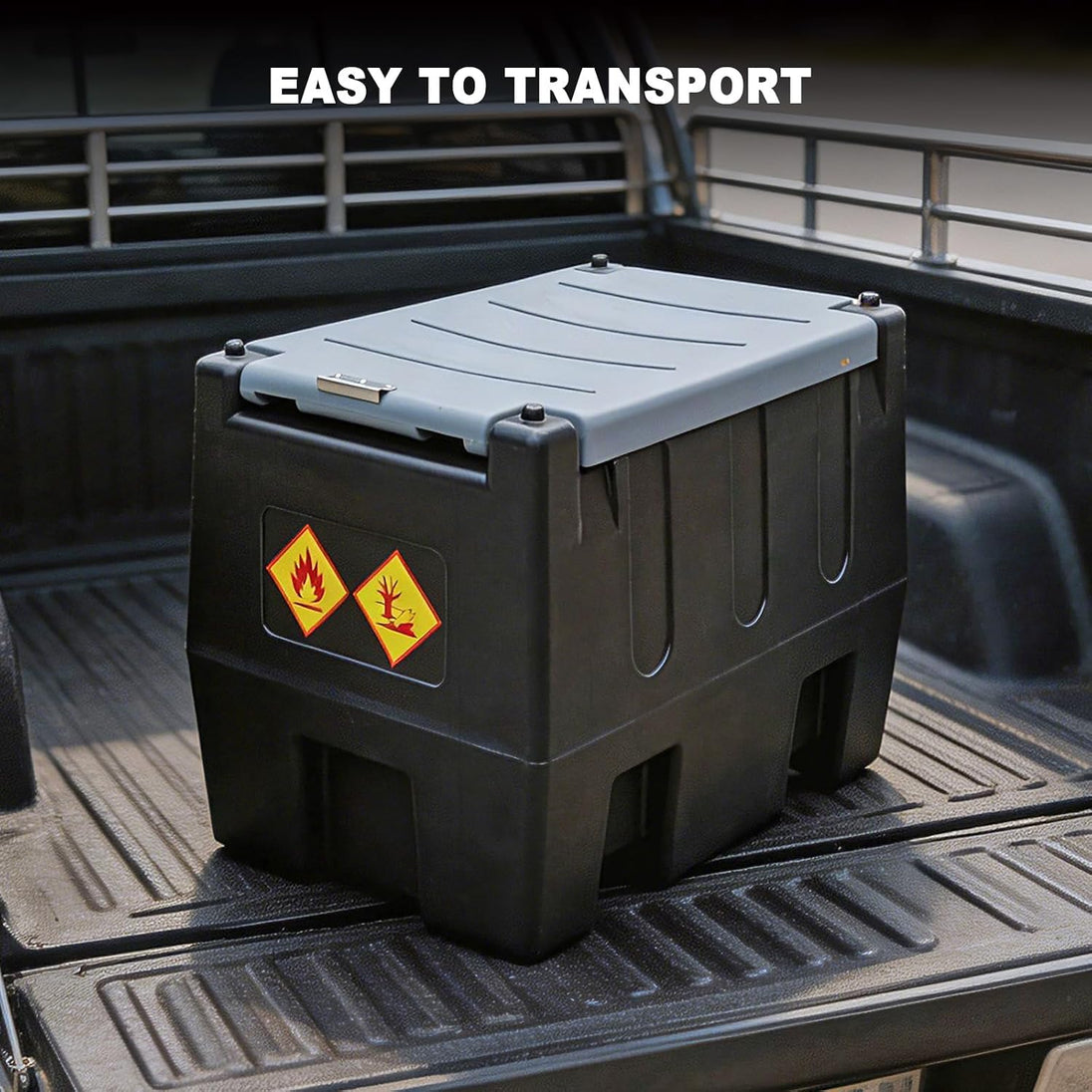 TCE Disesl Transfer Tank TCE 58 Gallon Capacity Portable Disesl Transfer Tank, Disesl Can with 10.6 Gpm Flow Rate and 12V Transfer Tank Pump, 13.1ft Hose, for Easy Disesl Transportation Black and Grey
