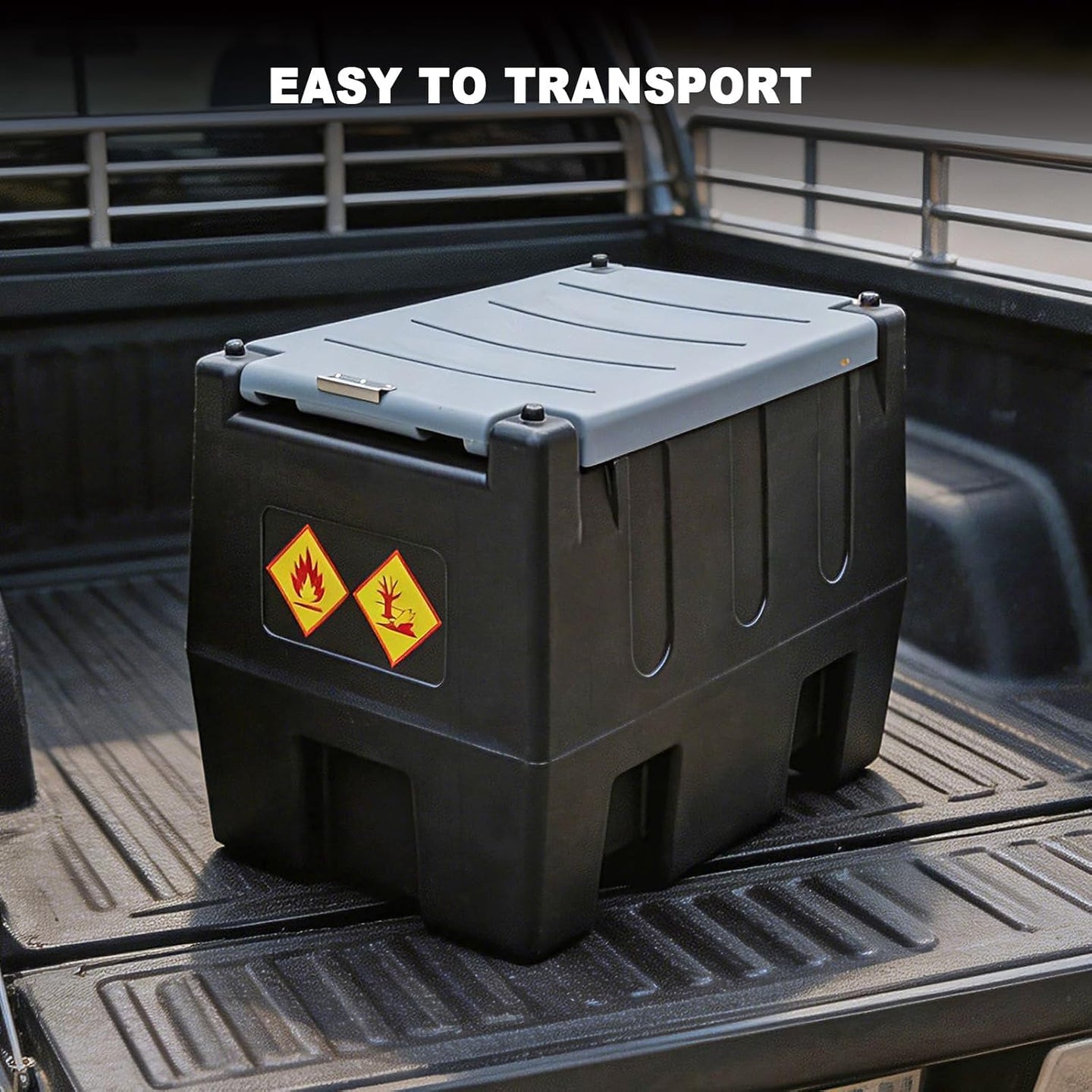 TCE Disesl Transfer Tank TCE 58 Gallon Capacity Portable Disesl Transfer Tank, Disesl Can with 10.6 Gpm Flow Rate and 12V Transfer Tank Pump, 13.1ft Hose, for Easy Disesl Transportation Black and Grey
