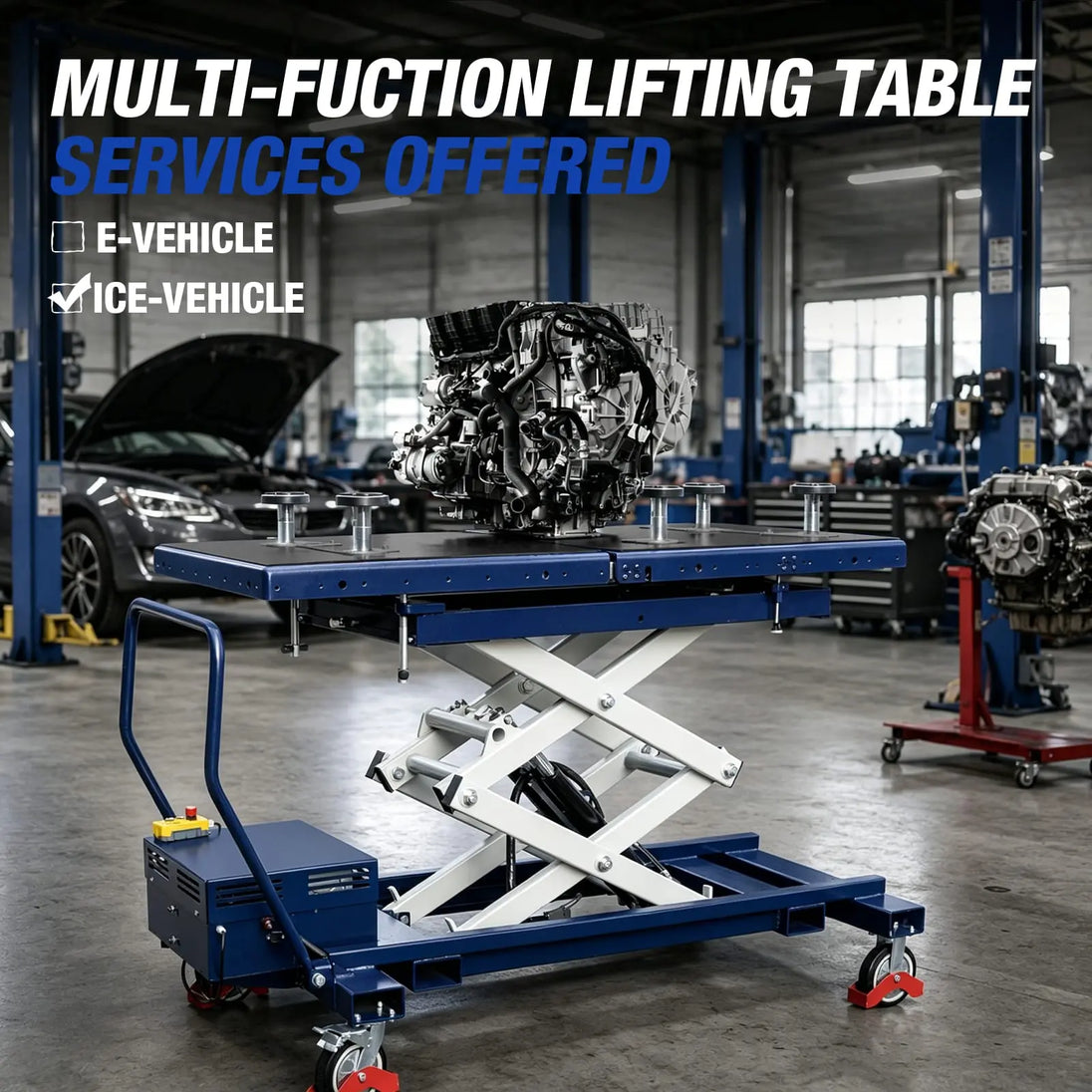 TCE Lift Table TCE 1.5 Ton Electric Scissor Platform Lifting Table Cart for New Energy Vehicles, 3 Year Warranty, ATDP15003-BL