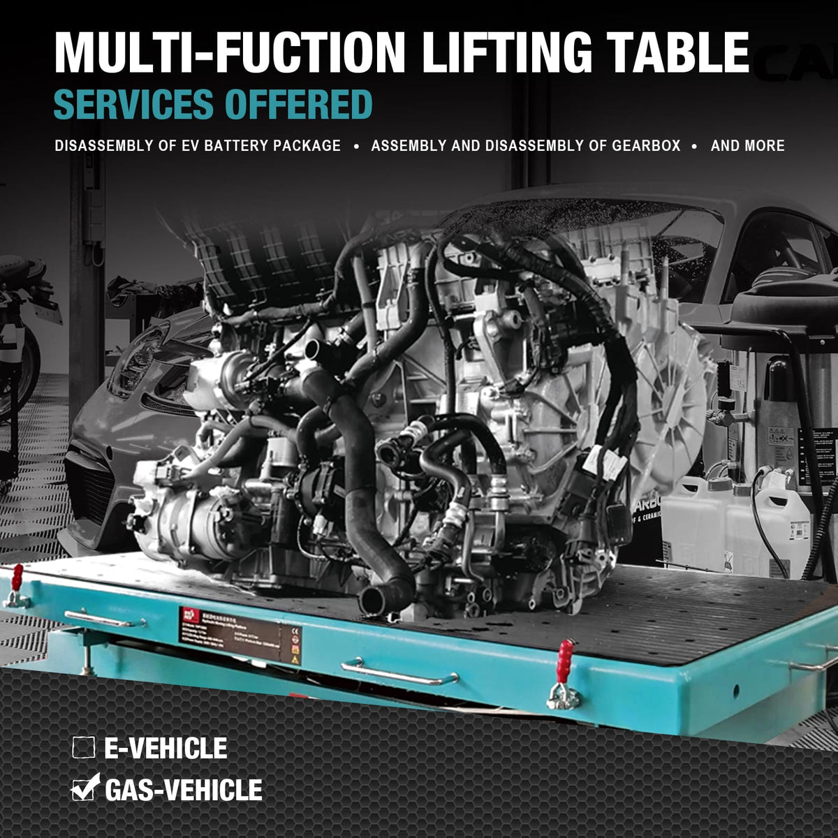 TCE Lift Table TCE 1.2 Ton/2650LBS Electric Scissor Lift Table Cart for EV Battery, Engine, Motor, Gearbox, 2-Year Warranty, ATDP12003R