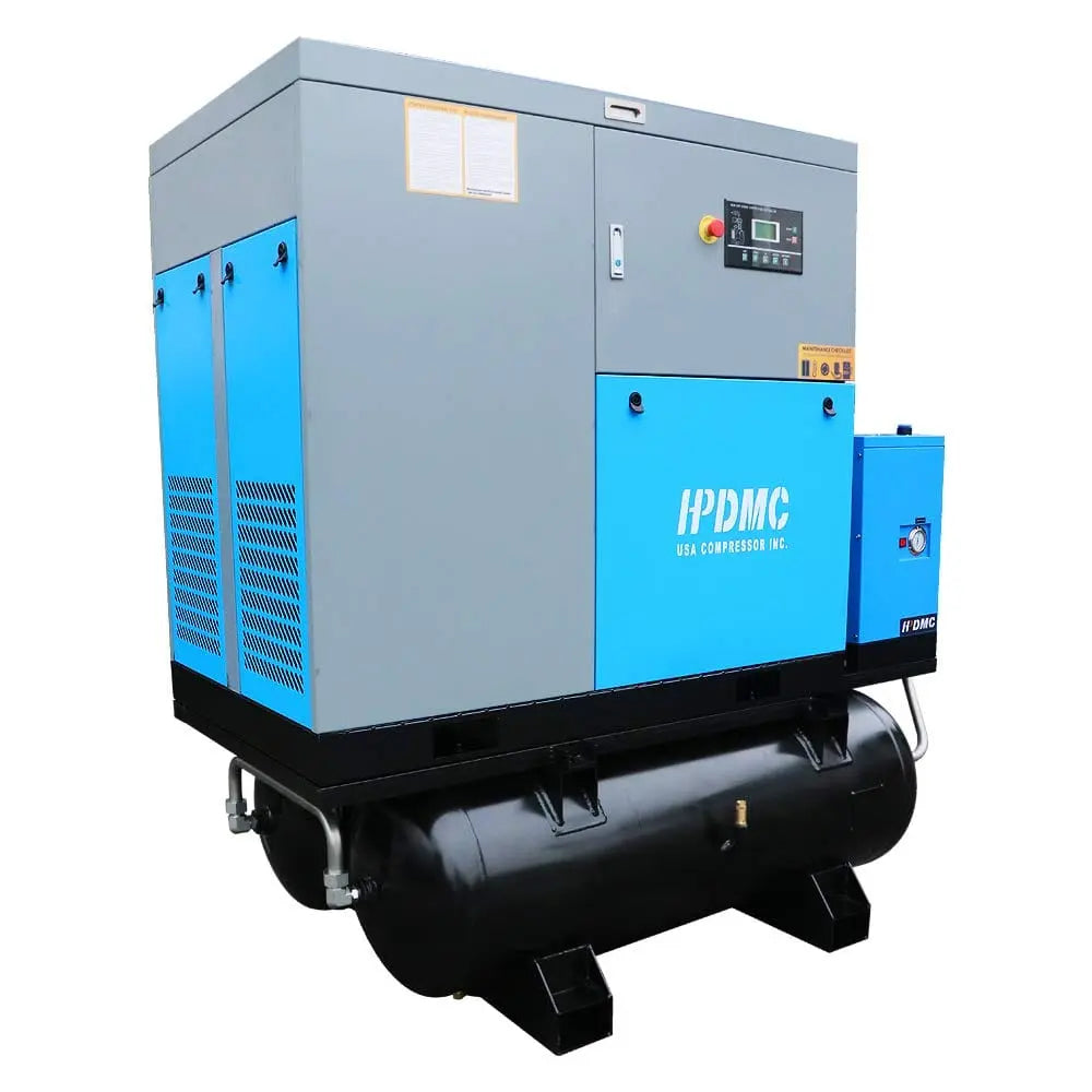 HPDMC Air Compressor Rotary Screw Air Compressor with Tand & Air Dryer All in One Heavy Duty Air Compressed System