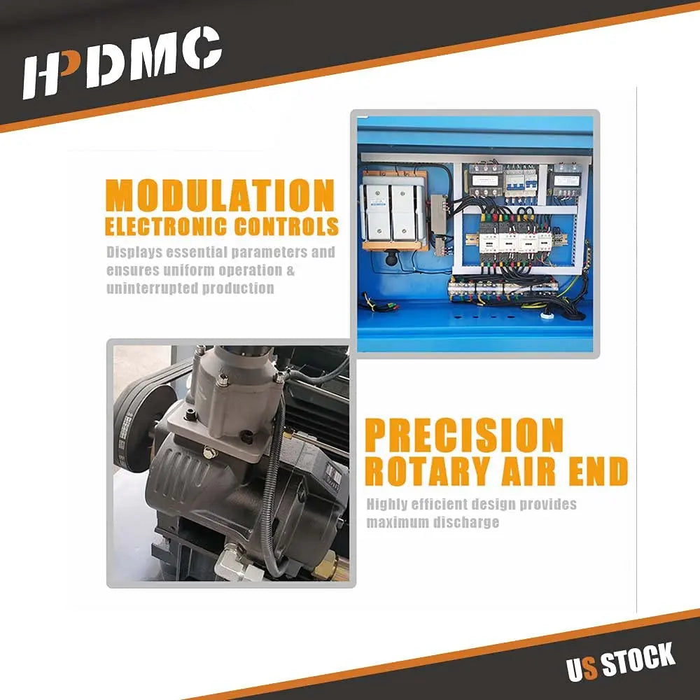 HPDMC Air Compressor Rotary Screw Air Compressor with Tand & Air Dryer All in One Heavy Duty Air Compressed System