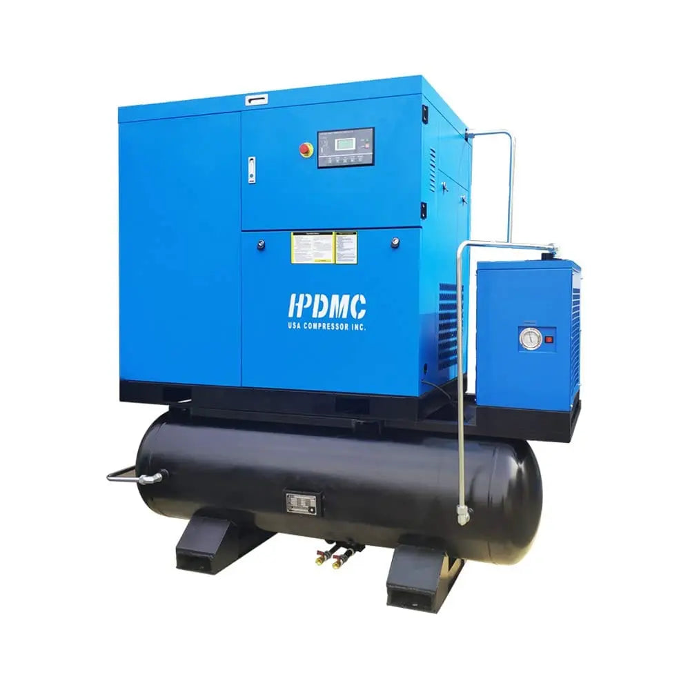 HPDMC Air Compressor 460V For 22KW/30HP Rotary Screw Air Compressor with Tand & Air Dryer All in One Heavy Duty Air Compressed System