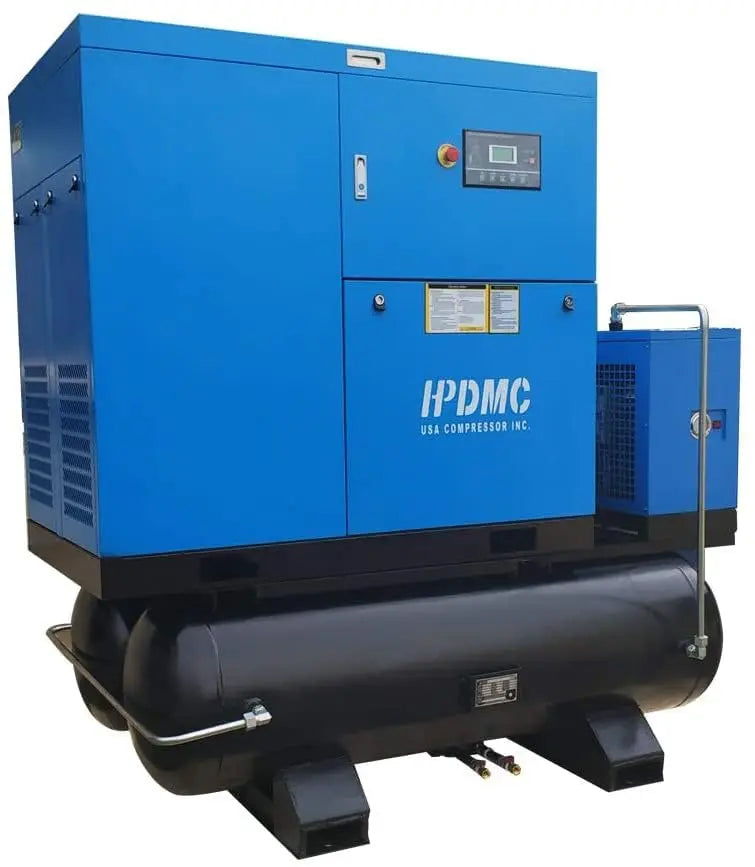 HPDMC Air Compressor Rotary Screw Air Compressor with Tand & Air Dryer All in One Heavy Duty Air Compressed System