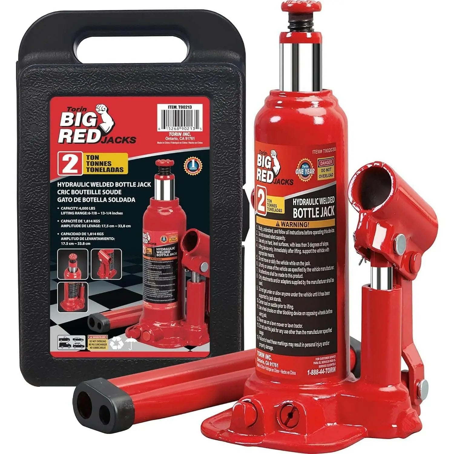 TORIN BIG RED Bottle Jack 2 Ton BIG RED Bottle Jack with Storage Case