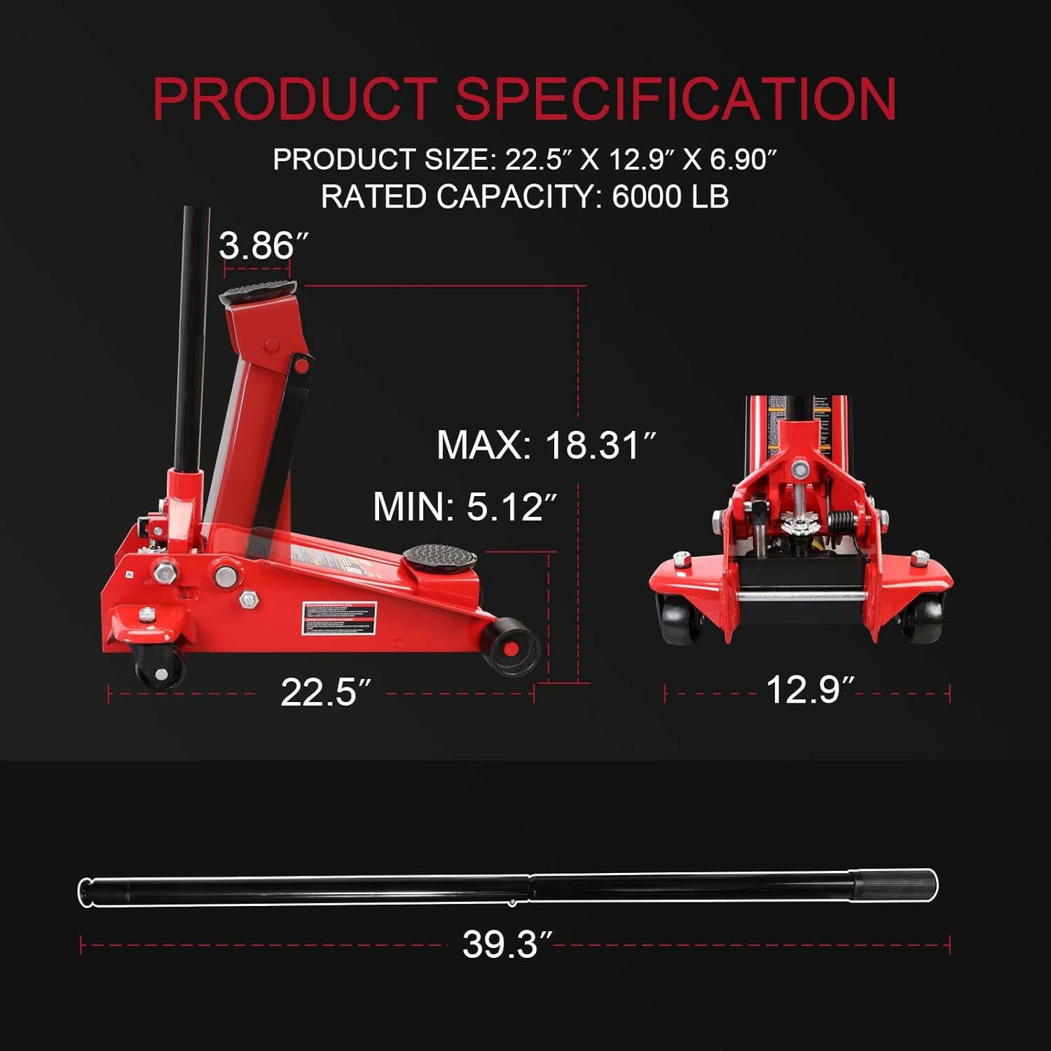 BIG RED 3 Ton Floor Jack, TZ830025