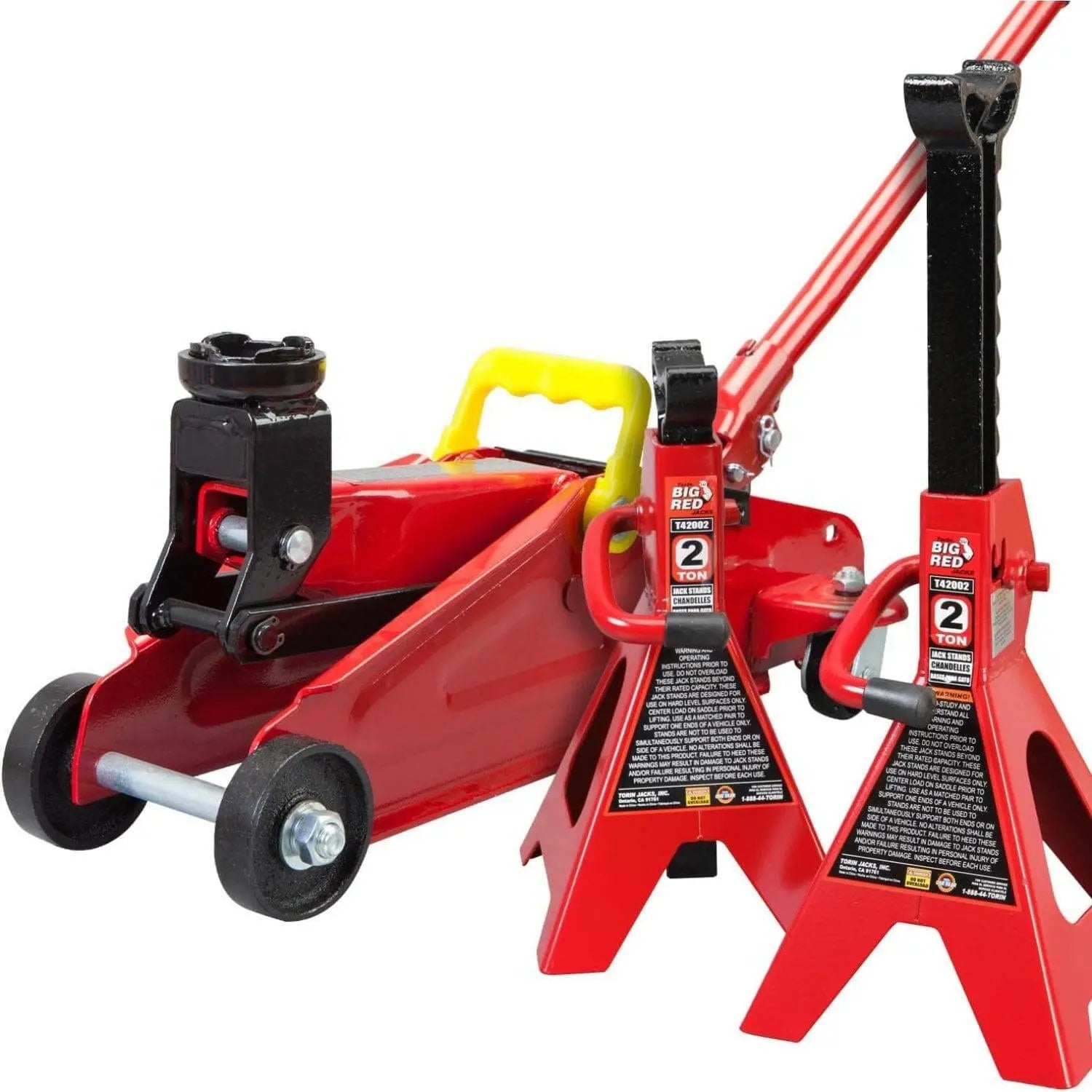 TORIN BIG RED Floor Jack with Jack Stands / Red BIG RED 2 Ton Floor Jack Kit