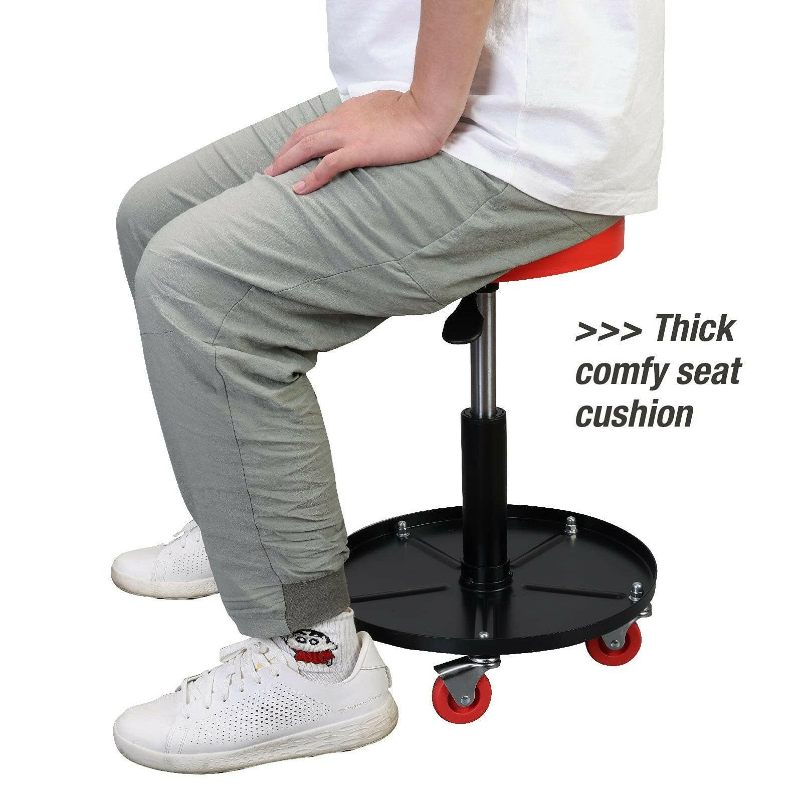 BIG RED Professional Adjustable Rolling Creeper Seat with Tool Tray