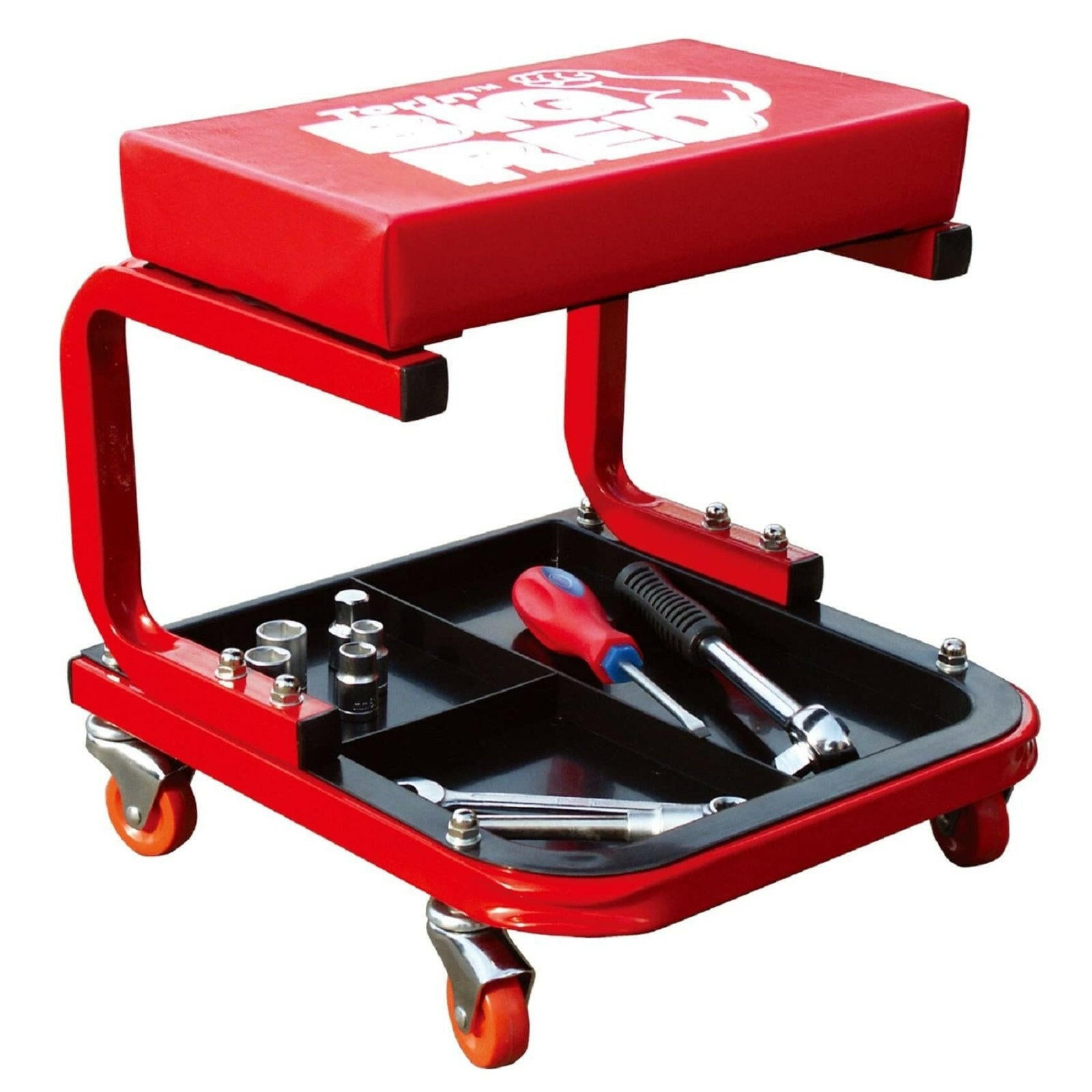 BIG RED Rolling Creeper Seat with Tool Tray