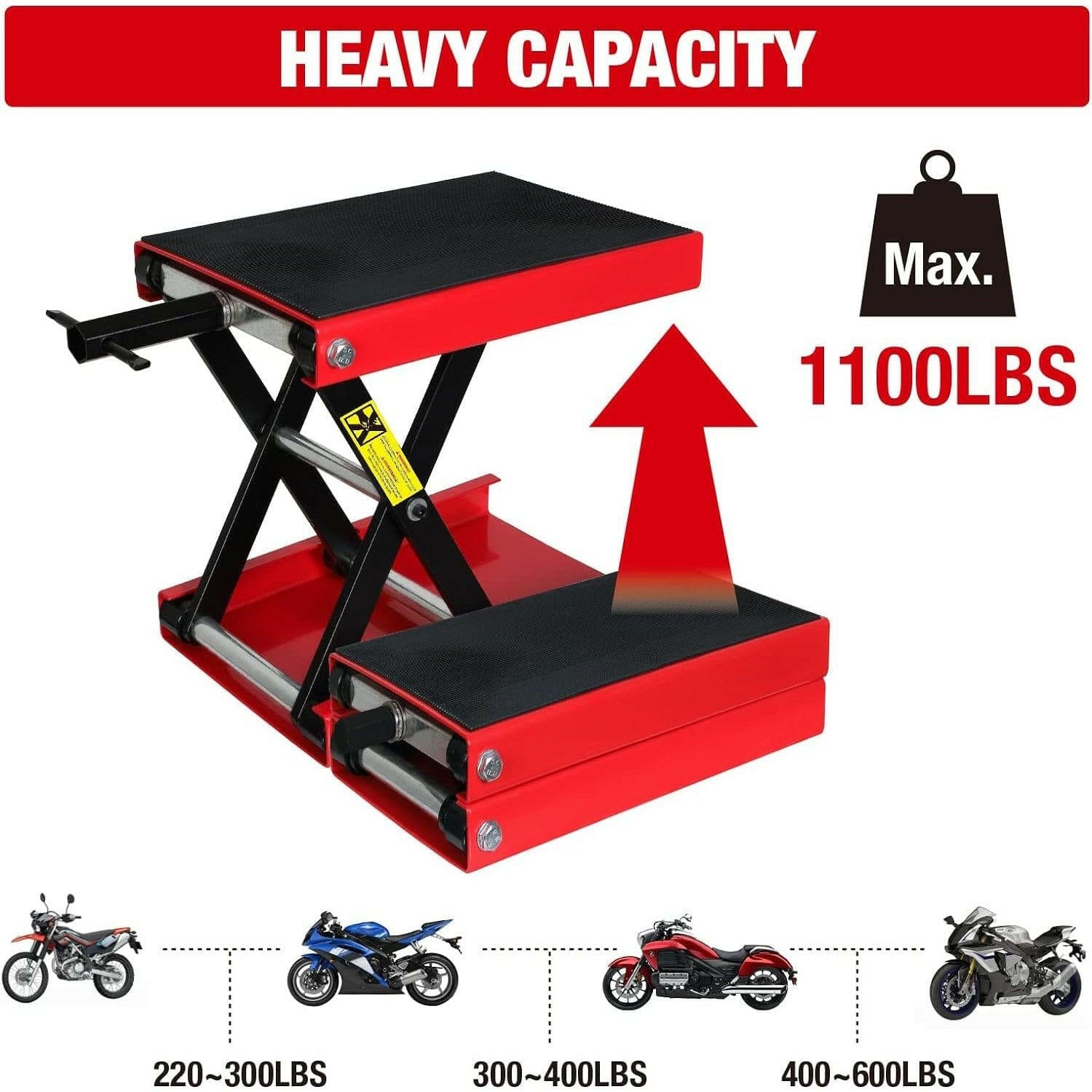 【北見市発】MOTORCYCLE JACK 1,500LB 赤 (D5388kwraY) Motorcycle Hydraulic Pump Jack 1500 LBS ATV Dirt Street Bike Stand