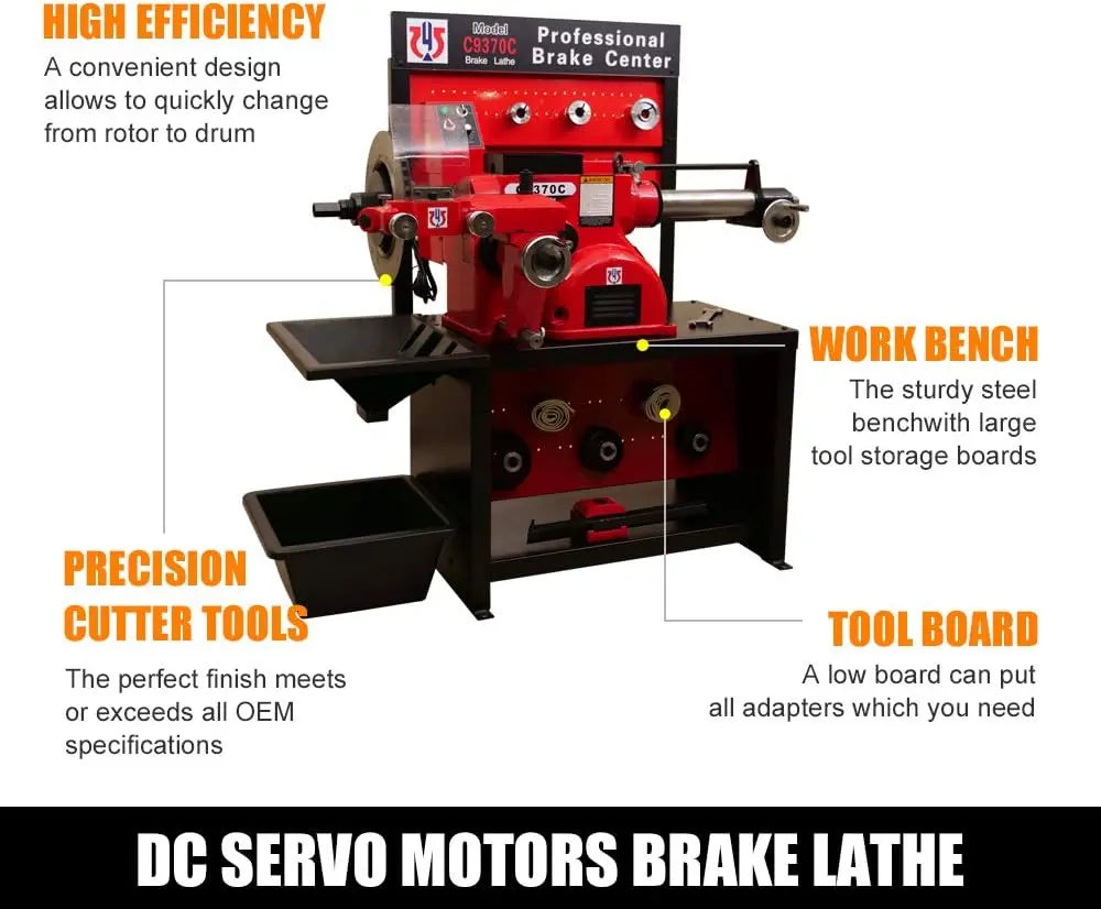 Torin Inc. Heavy-Duty Combination Disc/Drum Brake Lathe Machine w/Bench & Standard Tooling Adapter Package