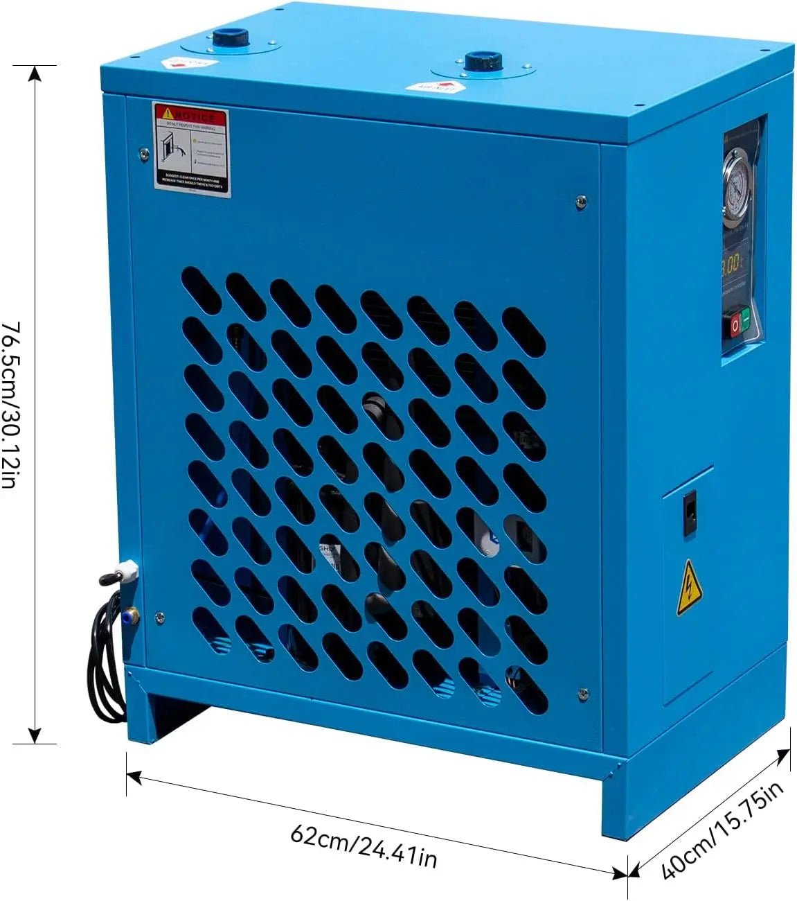 HPDMC Air Dryer Industrial Heavy Duty Refrigerated Air Dryer – 105 CFM, 0.885 KW, 220V For 30HP Rotary Screw Compressors – R134a Cooling System – Removes Moisture, Oil, Dust for Workshops, Factories, CNC