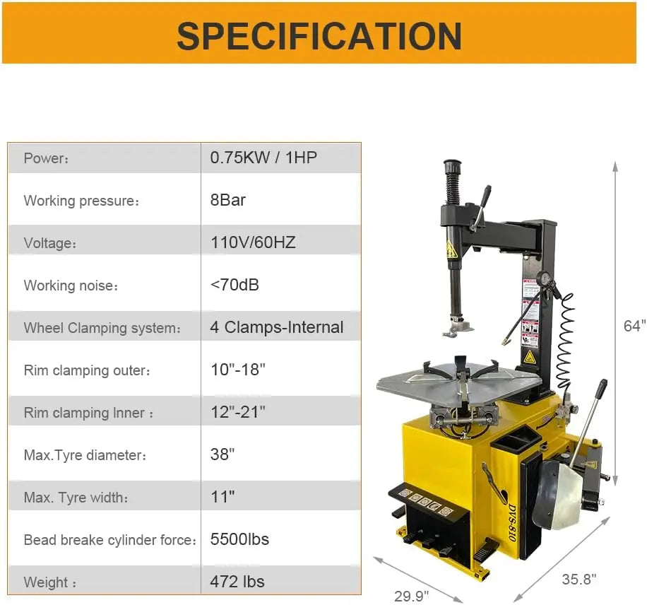 Torin Inc. Tire stripping machine 1.5HP Tire Changer Machine with Assist Arms, 110V Wheel Changer Tire Machine, Heavy Duty Swing Arm Tire Repair Equipment for Garage & Shop