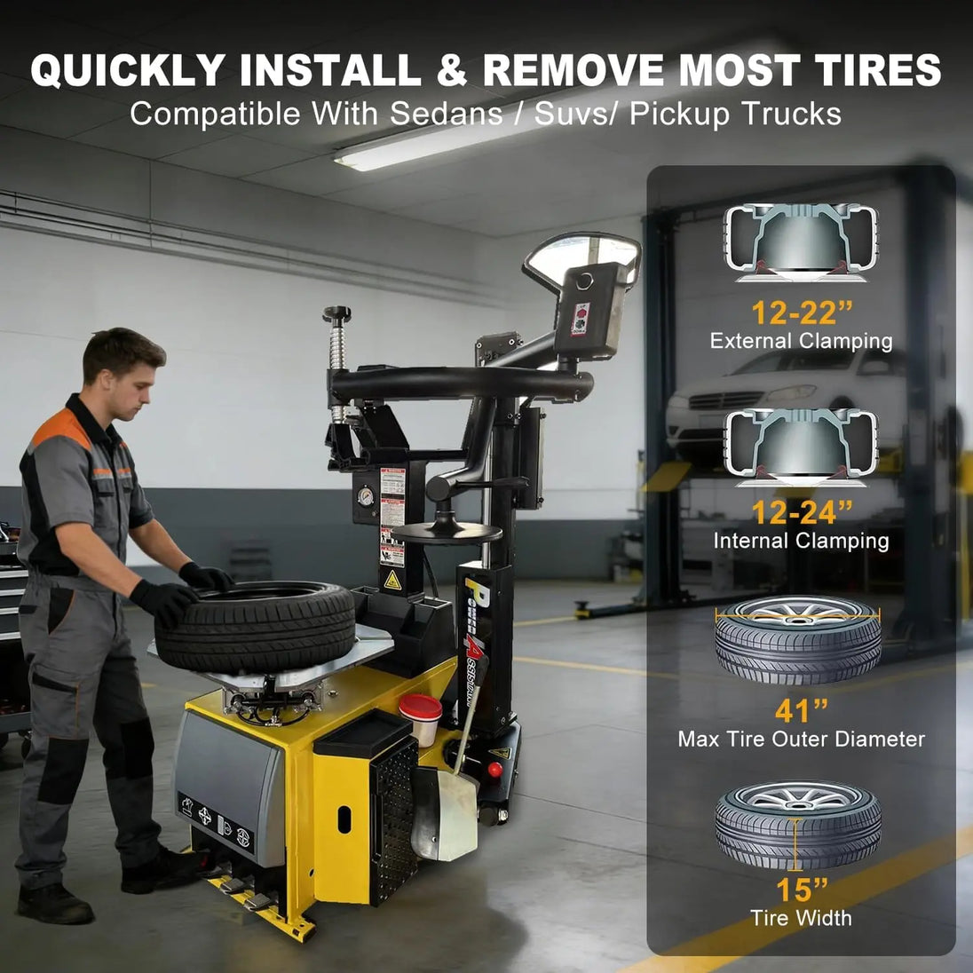 Torin Inc. Tire stripping machine Tire Changer and Automatic Wheel Balancer Combo with Rear-Tilt & Auto Measurement, 110V for 10-26" Rims, Premium Tire Shop Equipment System