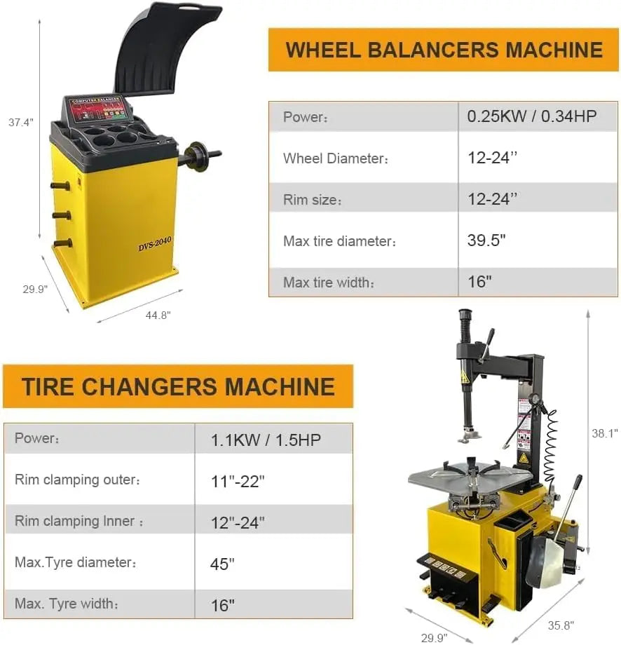 Torin Inc. Tire stripping machine Economic Tire Changer and Wheel Balancer Combo, 1.5HP with 0.25KW Pure Copper Motor, 110V for 10-24" Rims, Value Tire Service Package