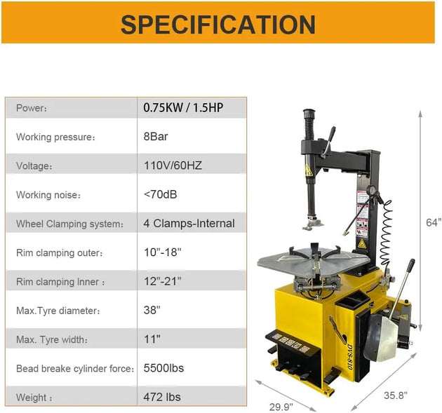 Torin Inc. Tire stripping machine Tire Changer and Premium Wheel Balancer Combo with Assist Arms & 24" LCD, 110V for 10-26" Rims, Advanced Tire Service System for Professional Shops