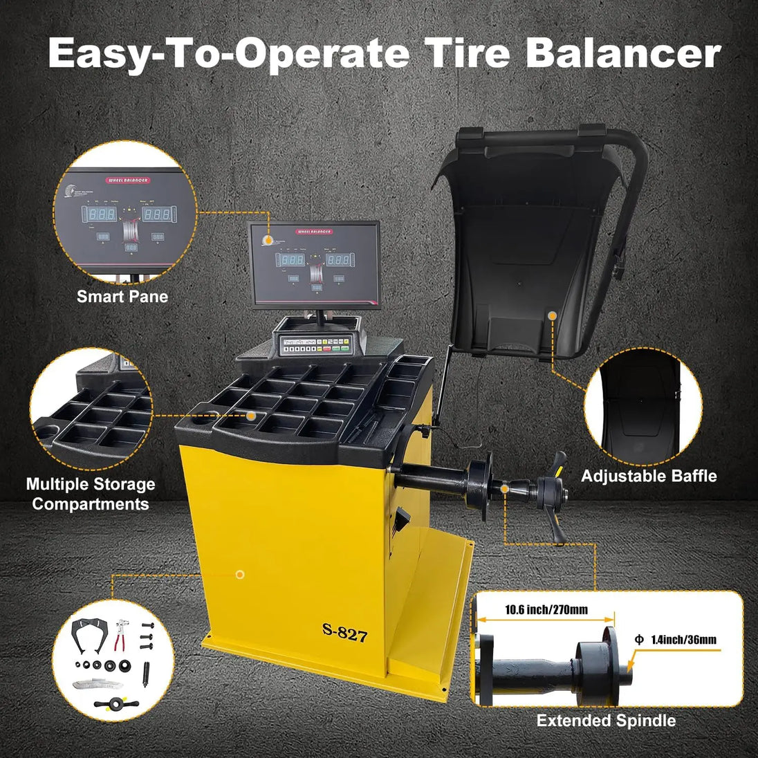 Torin Inc. Tire stripping machine Tire Changer and Premium Automatic Wheel Balancer Combo with Assist Arms & Auto Measurement, 110V for 10-26" Rims, Professional Tire Shop Equipment