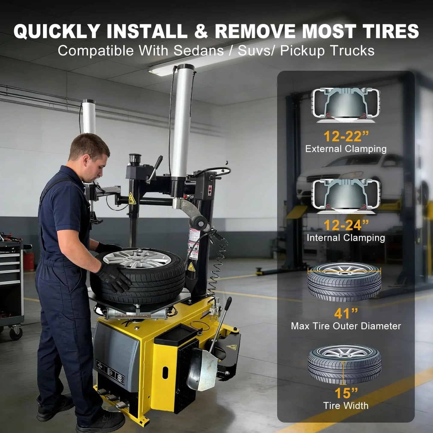 Torin Inc. Tire stripping machine Tire Changer and Automatic Wheel Balancer Combo with Bead Blaster & Auto Measurement, 110V for 10-26" Rims, Professional Tire Shop Equipment