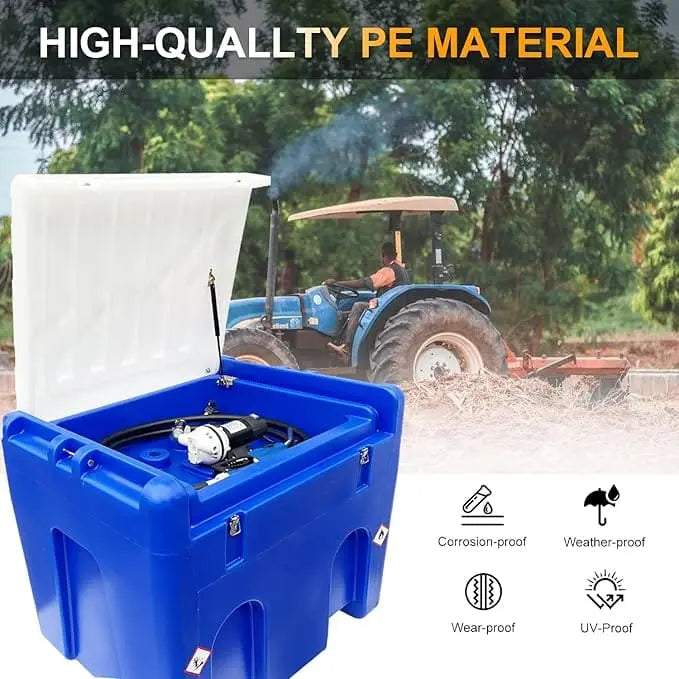 Torin Jacks Fuel Transfer Tank 114 Gallon Diesel Exhaust with 6 GPM Heavy Duty DEF Tank 114 Gallon Diesel Exhaust Fluid Transfer System with 12V DC Pump