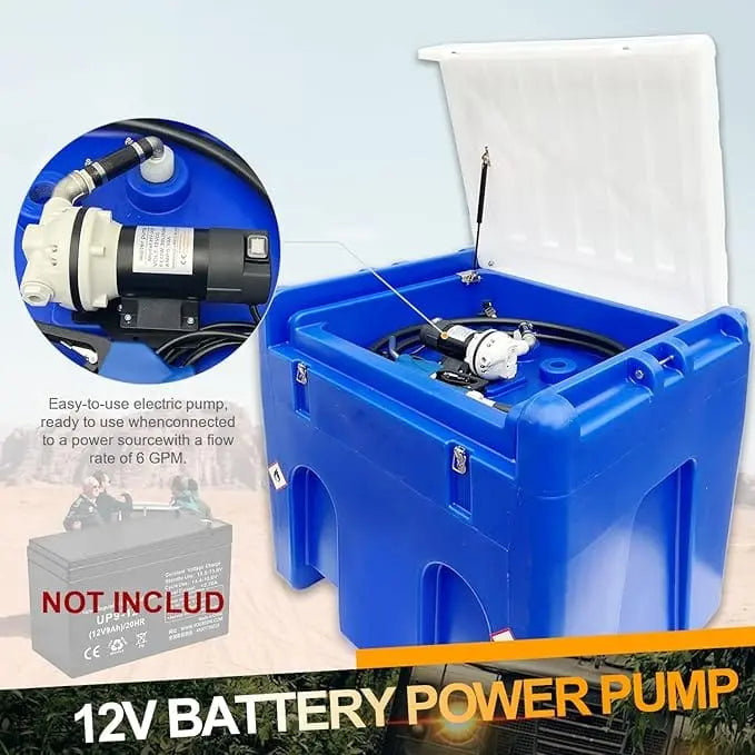 Torin Jacks Fuel Transfer Tank 114 Gallon Diesel Exhaust with 6 GPM Heavy Duty DEF Tank 114 Gallon Diesel Exhaust Fluid Transfer System with 12V DC Pump