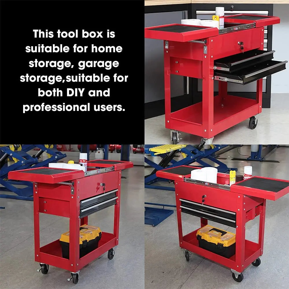 Steel Tool Service Utility Push Cart with Lockable Drawers - Torin