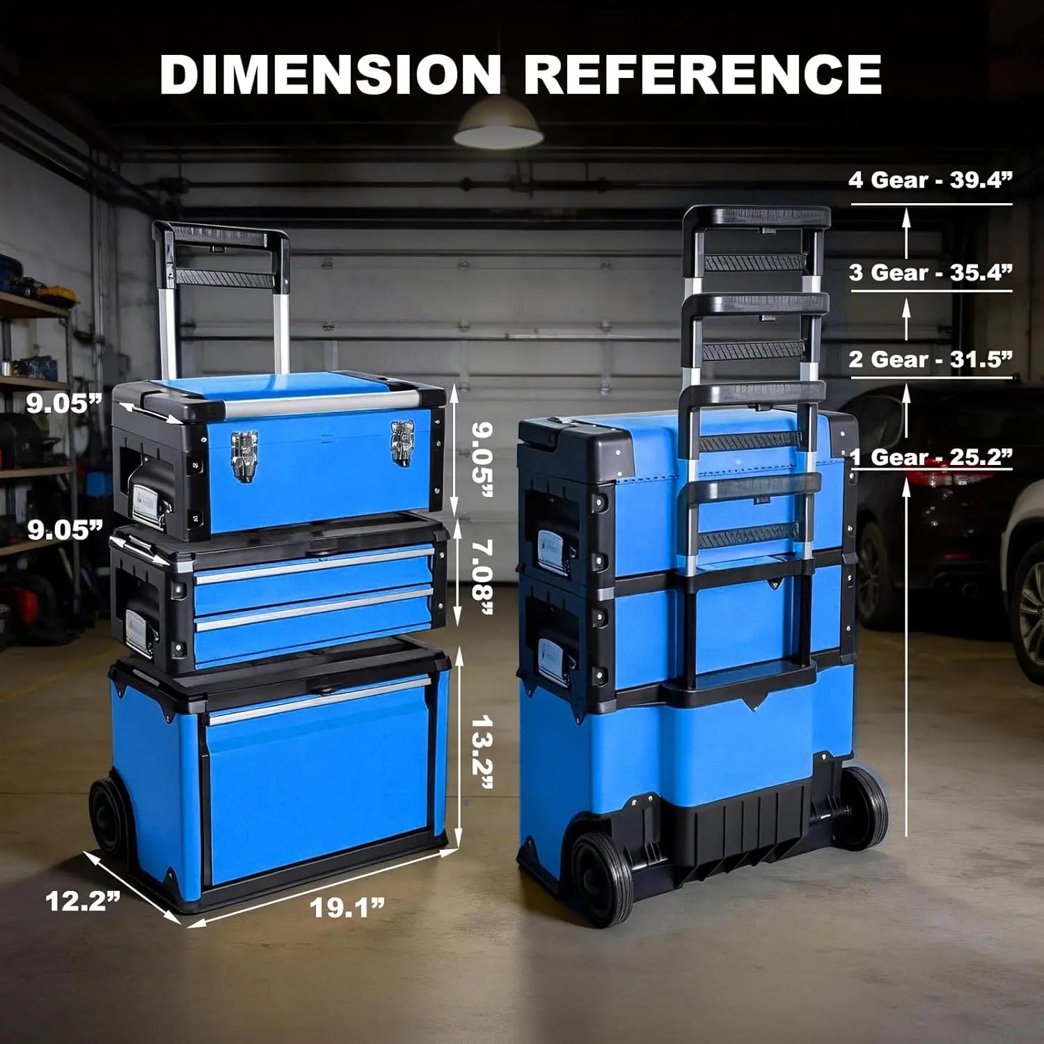 TCE Stackable Rolling Tool Box Portable Metal Toolbox Organizer with
