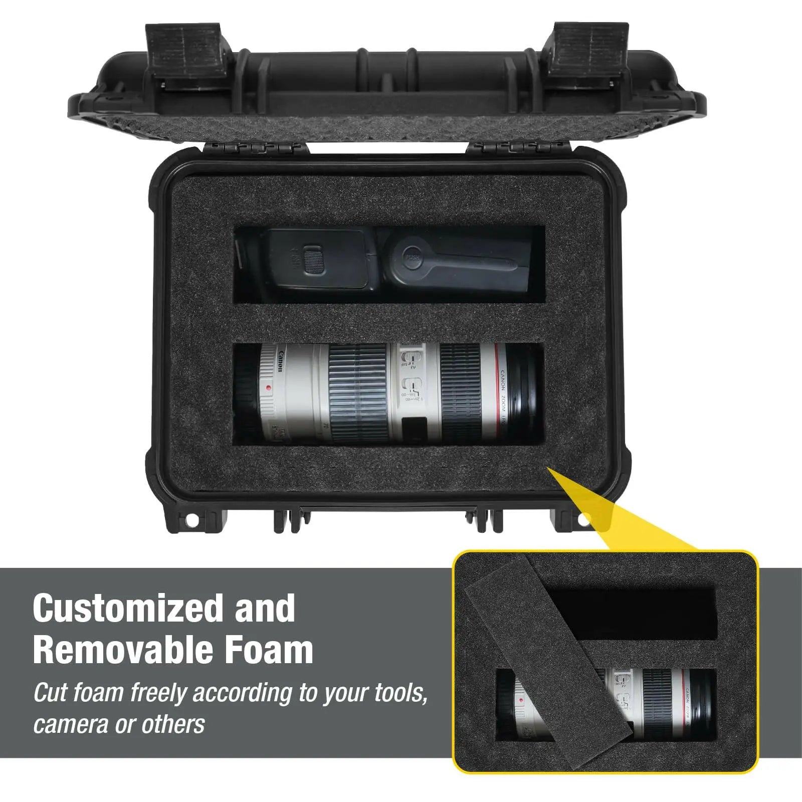 TORIN Waterproof Hard Case with Customizable Pluck Foam Interior for